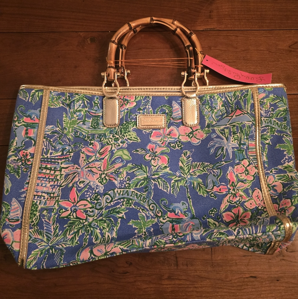 Lily Pulitzer Blue and Pink Floral Tote